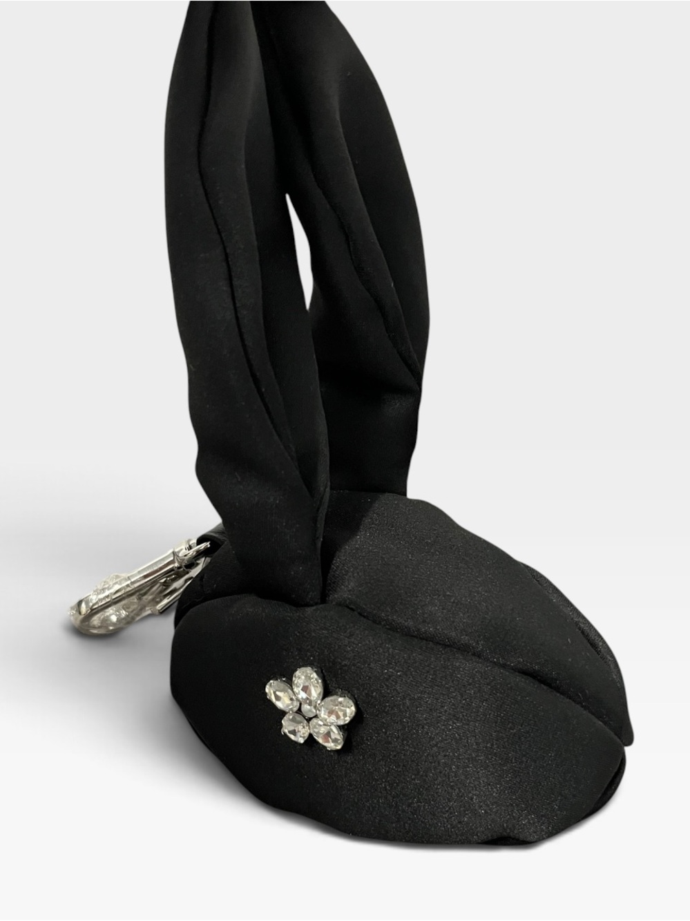 Simone Rocha Black Bunny Bag Charm with Floral Embellishment